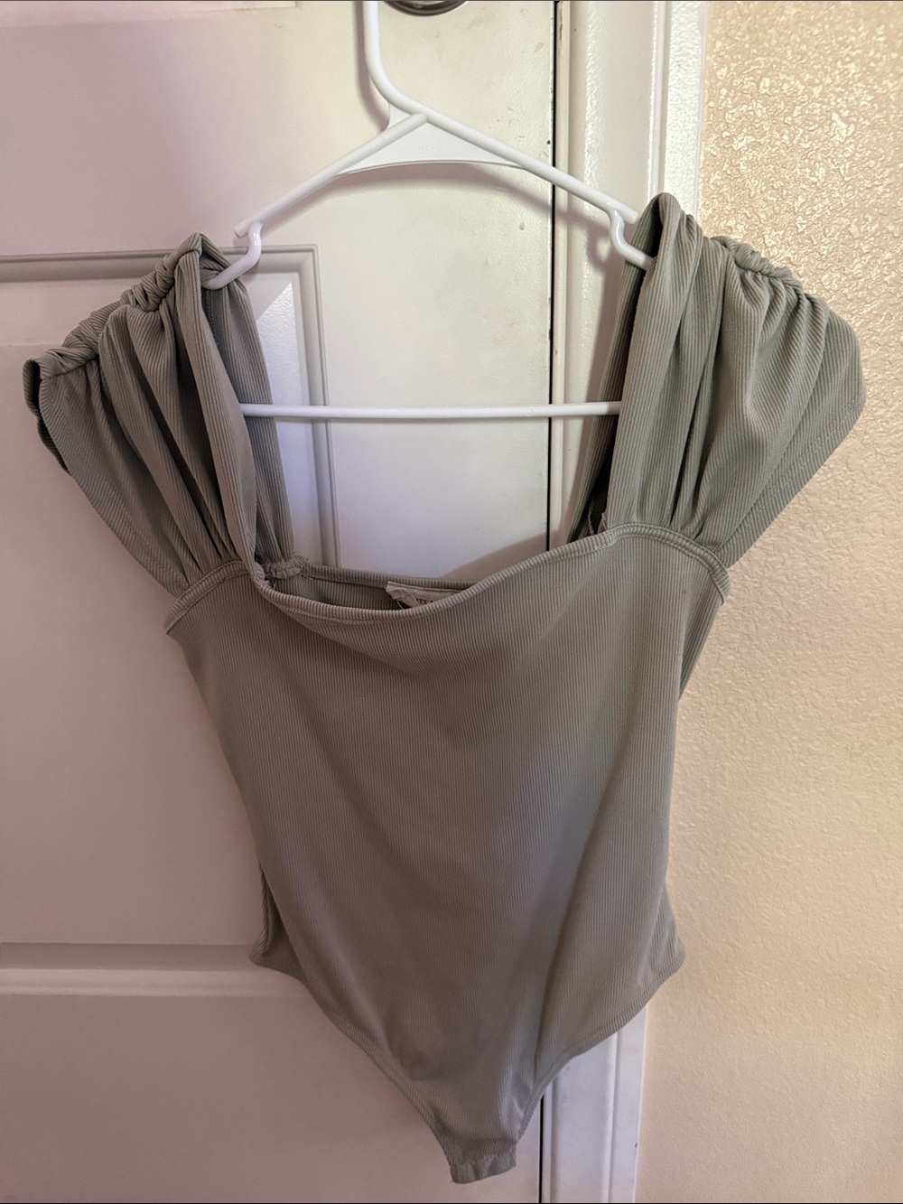 Smocked Sleeve Sage Ribbed Bodysuit